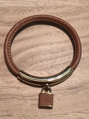 Michael Kors Tan Leather Lock Bangle